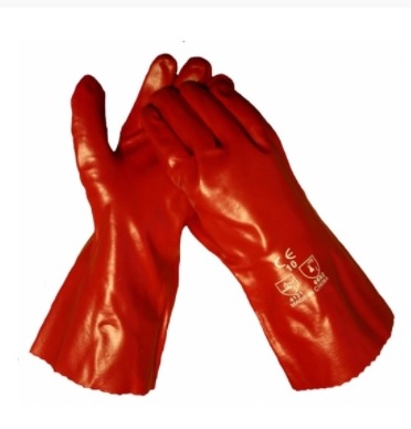 Bull-Flex PVC handschoen 45 cm CAT 2 rood olie/vet/zuur & chemie