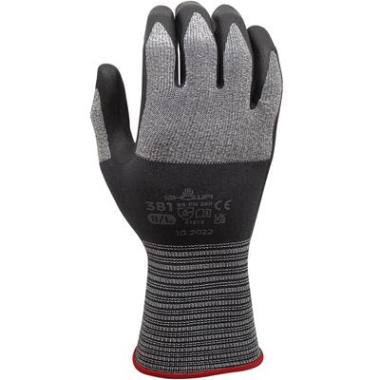 Showa 381 handschoen nitril-coating microvezel/spandex/polyester zwart/grijs
