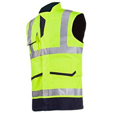 Sioen 7231 Flaxton bodywarmer fluo geel/marineblauw