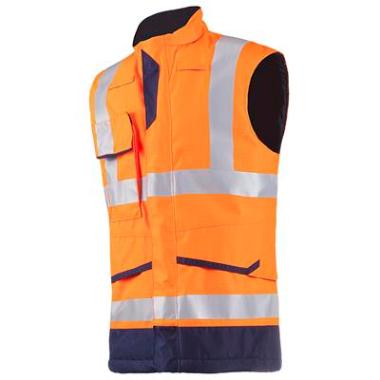 Sioen 7231 Flaxton bodywarmer fluo oranje/marineblauw