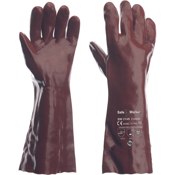 Safeworker 2145 vloeistofdichte PVC-handschoen 45cm