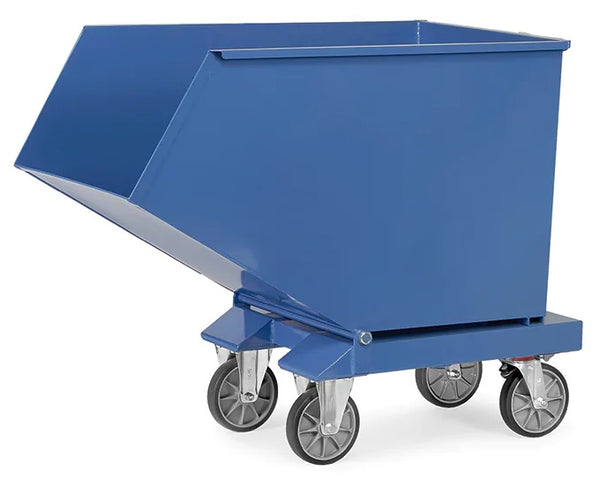 TOTALSTOP Kantelbare afvalbak 450 liter tot 800kg draagvermogen RAL 5007
