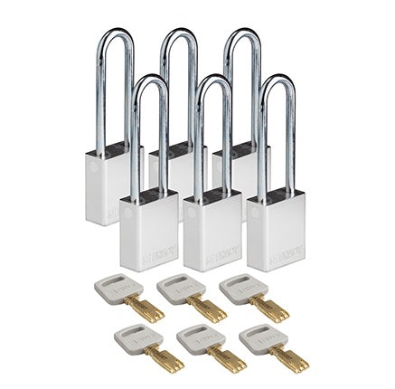BRADY ALU-SLV-76ST-KD6PK SafeKey Hangsloten, Aluminium, Zilver, 6 Stuks