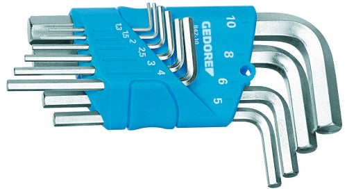 GEDORE Stiftsleutelset voor binnenzeskant-schroeven - 10-delig - H 42-10
