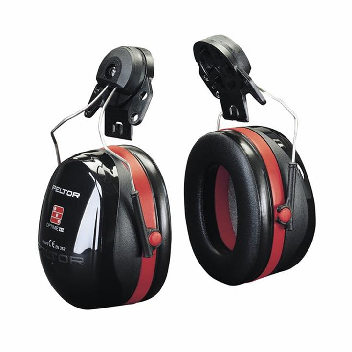 3M PELTOR Optime III Gehoorkap met Helmbevestiging, Zwart/Rood