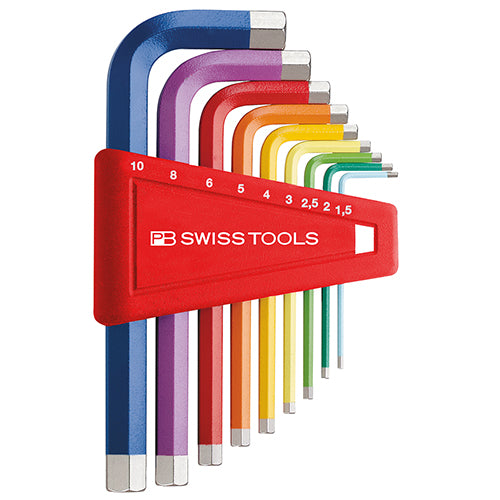PB Swiss Tools Stiftsleutelset BZK 1,5-10mm 9-delig Rainbow in houder op kaart