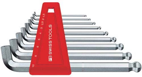 PB Swiss Tools Stiftsleutelset BZK 1,5-10mm 9-delig kogelkop 100 grd. hoek in houder