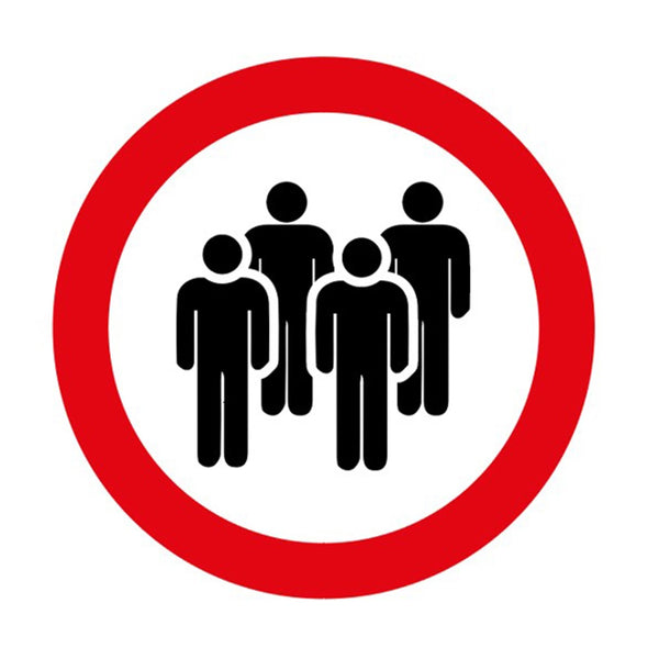 Sticker 'Geen grote groepen' Ø90mm Vinyl