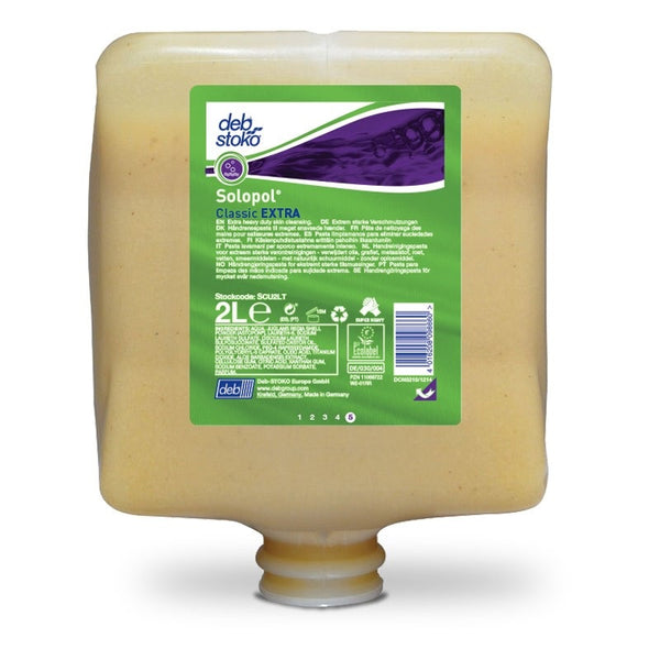 DEB Solopol Classic Extra Handreinigingspasta, Doos à 4 x 2 Liter Patroon
