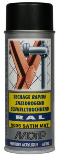 Motip Industrial Lak 400ml RAL 9005 Diep Zwart