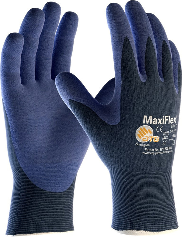 ATG MaxiFlex Elite Werkhandschoen, Geocate Handpalm & Manchet Blauw
