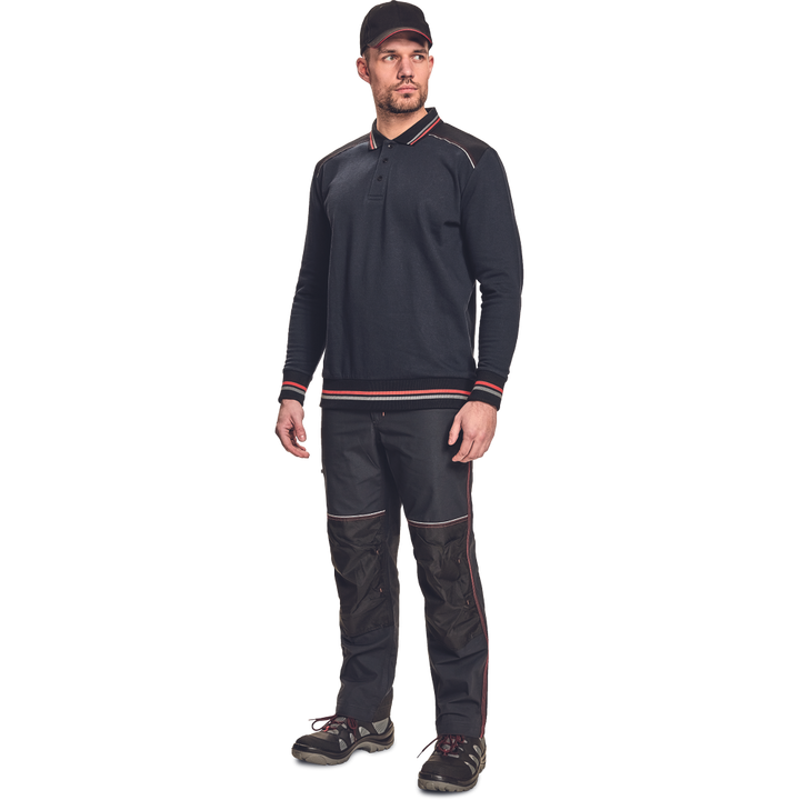 CERVA Knoxfield poloshirt antraciet/rood
