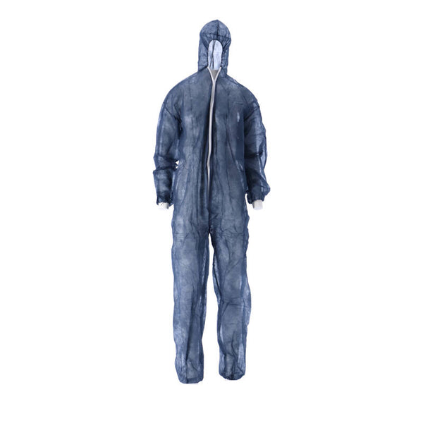 CMT PP non-woven Coverall M 30gr lightweight met ritssluiting blauw doos 50 stuks