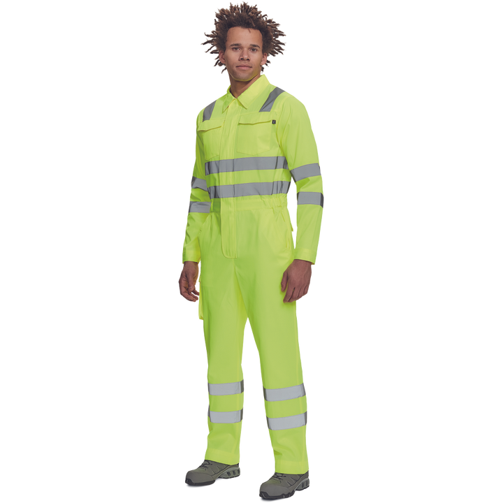 CERVA Paterna HI-VIS lichtgewicht overall geel met reflectie strepen