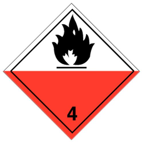 Pikt-o-norm Sticker Vinyl 'Zelfontbranding vatbare stoffen (4)' 100x100mm