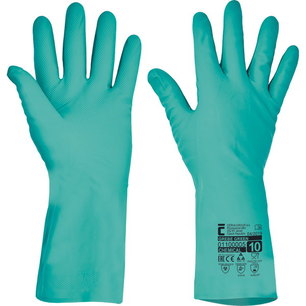 CERVA Grebe hs nitril handschoenen, groen, 33cm