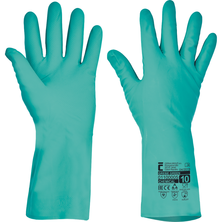 CERVA Grebe hs nitril handschoenen, groen, 33cm