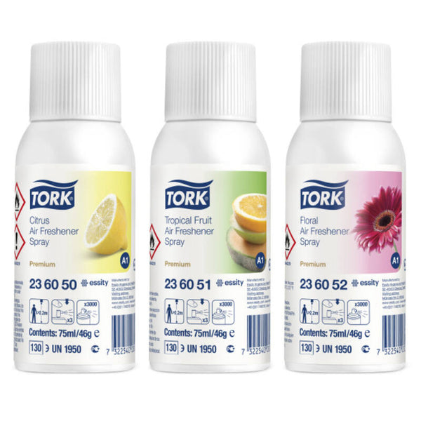 Tork Luchtverfrisser Spray mix pakket 3 Parfums aerosol doos 12 stuks