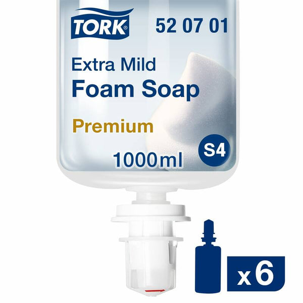 Tork Extra Milde Schuimzeep, transparant, ongeparfumeerd, 1ltr/flacon, 6st/doos