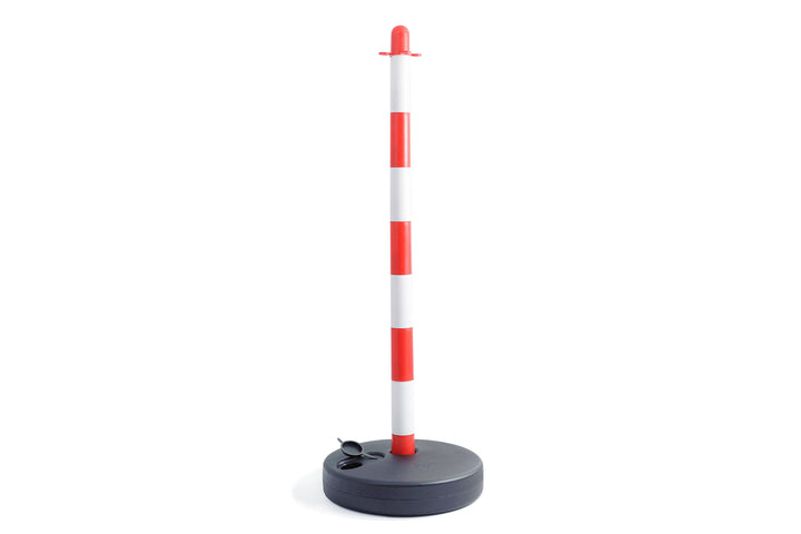 Signaal- afzetpaal kunststof rood-wit met vulbare sokkel 90cm