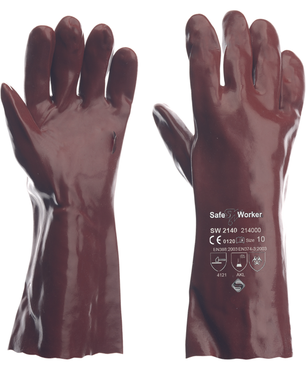 SafeWorker 2140 vloeistofdichte PVC handschoen 40cm
