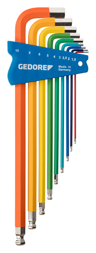 Gedore H 42 CKEL-09 haaks stiftsleutel set 9-delig multicolor