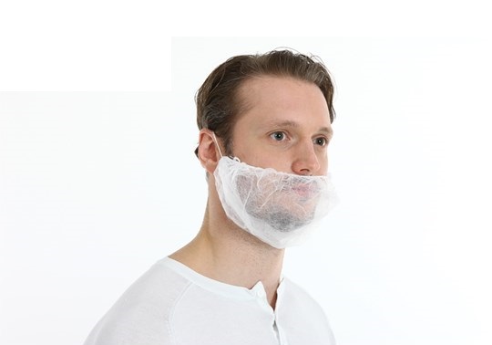 PP non-woven baardmasker, wit, met 1 elastiek