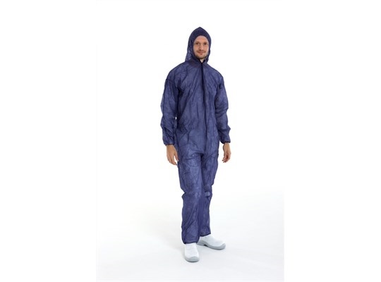 CMT PP non woven coverall, blauw, XL regular weight, klittenband