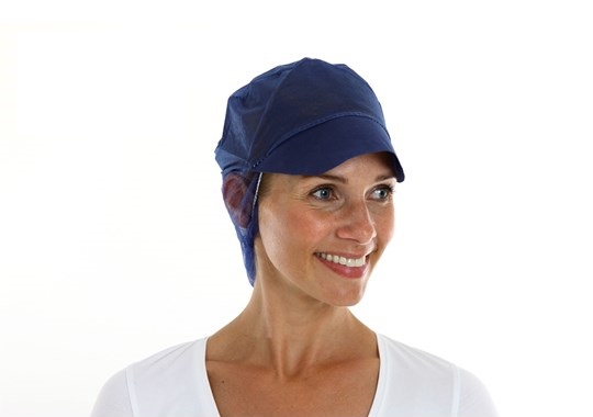 PPnw Pet Met Klep En Haaropvang, donker blauw &#039;Snood Cap&#039; maat: XL