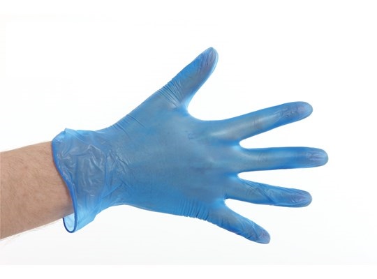 Vinyl handschoen, gepoederd, blauw - 1000 stuks (diverse maten)