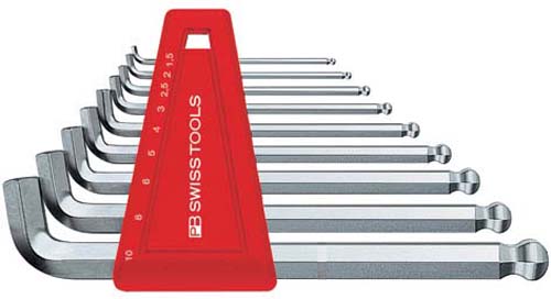 PB Stiftsleutelset BZK 1,5-10mm 9-delig kogelkop 100 grd. hoek in houder