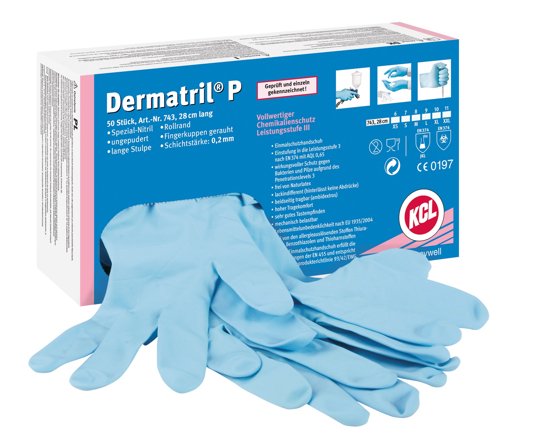 KCL Dermatril 743 nitril handschoen poedervrij