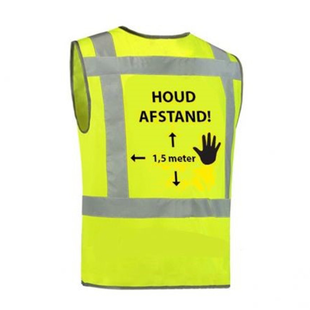 Veiligheidsvest hi-vis geel: &#039;houd afstand&#039;