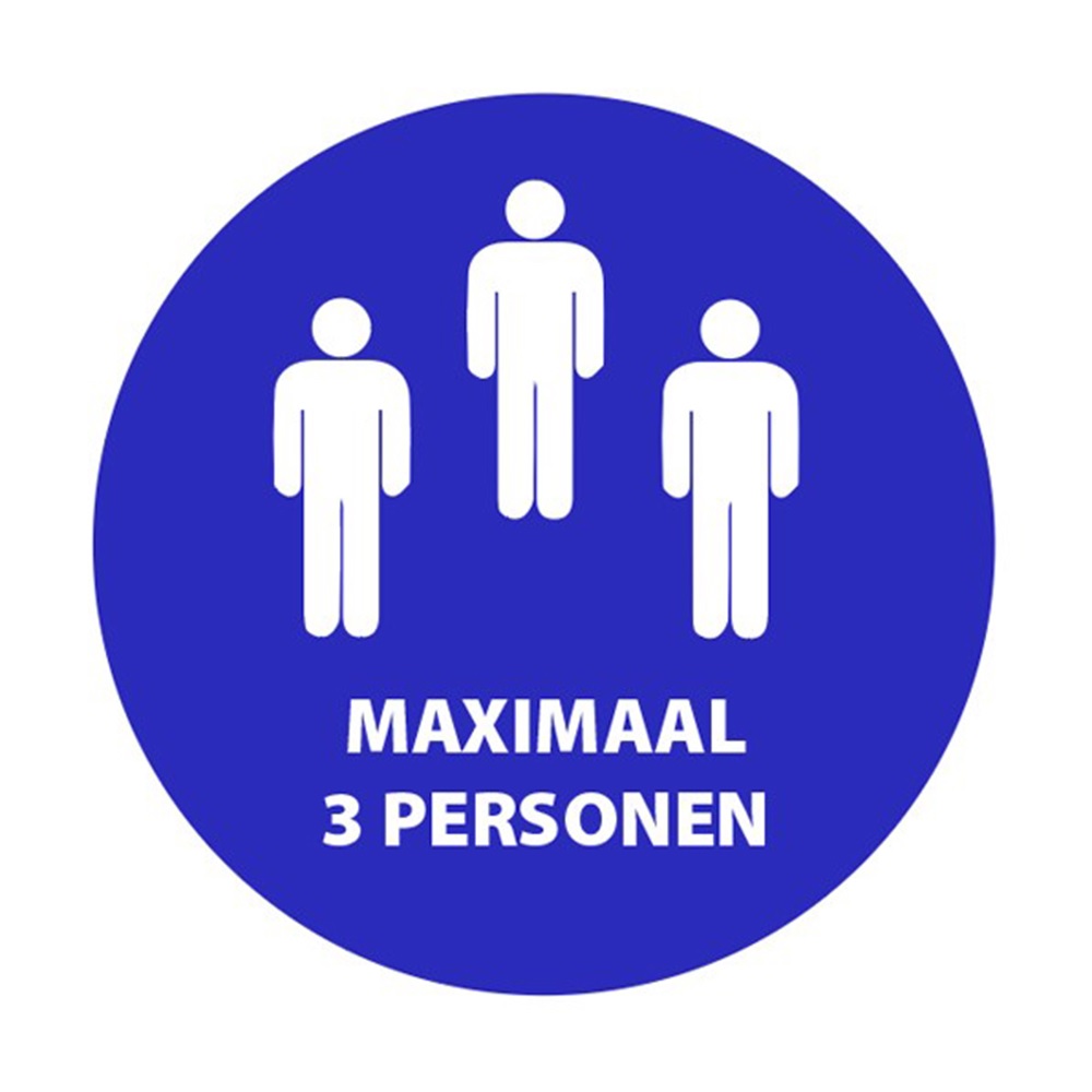 Sticker vinyl 'Maximaal 3 personen' Ø90mm