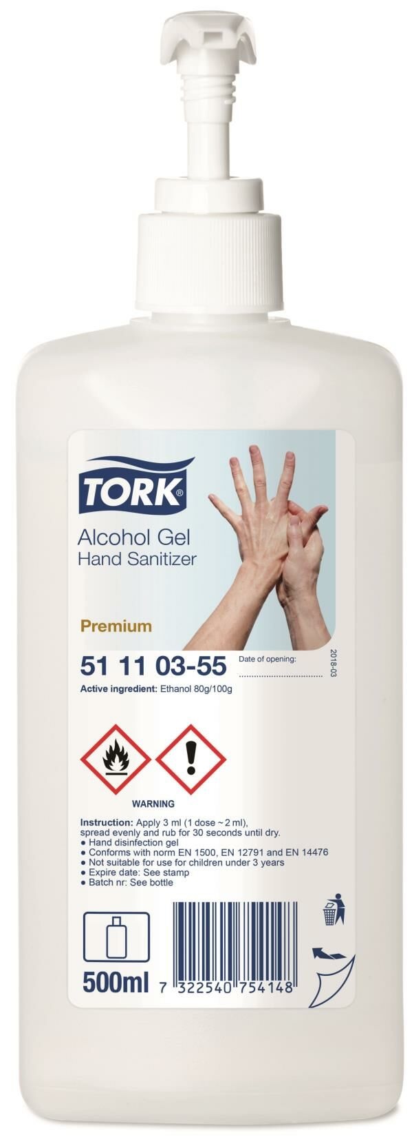 Tork Alcohol Gel Hand Sanitizer incl. Pomp (12st/doos)