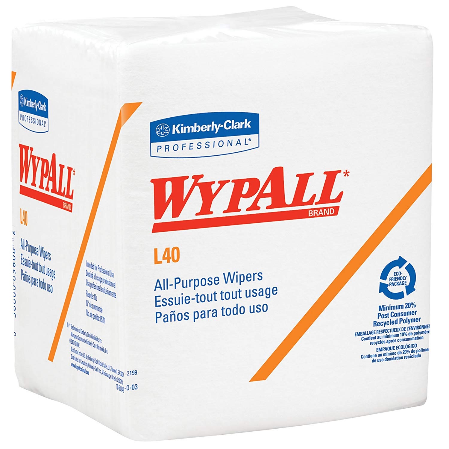 Kimberly Clark WypAll® L40 Poetsdoeken - 18 pakken x 56 gevouwen witte, 1-laags doeken