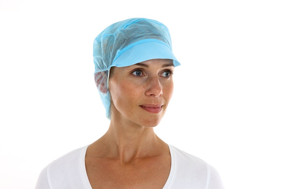 PPnw Pet Met Klep En Haaropvang, Blauw &#039;Snood Cap&#039; Maat: XL