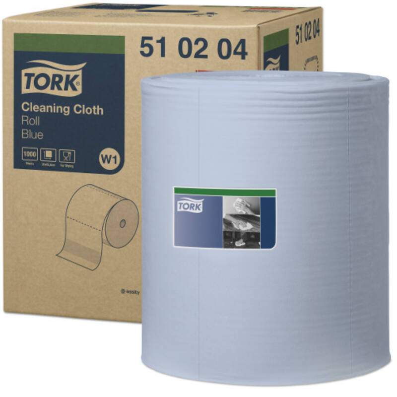 Tork 510204 Cleaning Rol Reinigingsdoek, 1-laags, blauw, 380mtr/42,8cm, rol/1.000vel