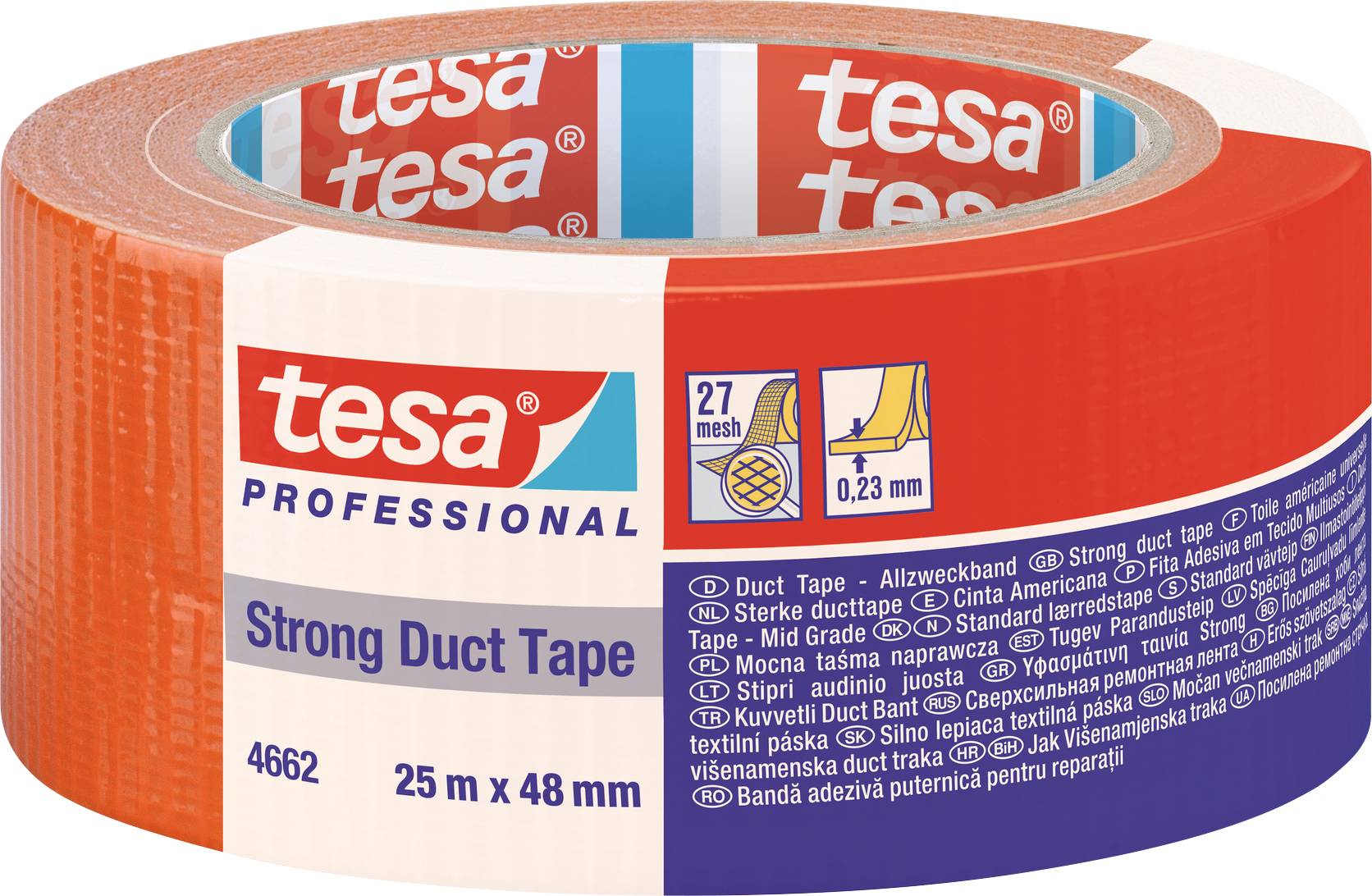 tesaBAND® 4662 Medium Duct-tape oranje 48mm x 25m