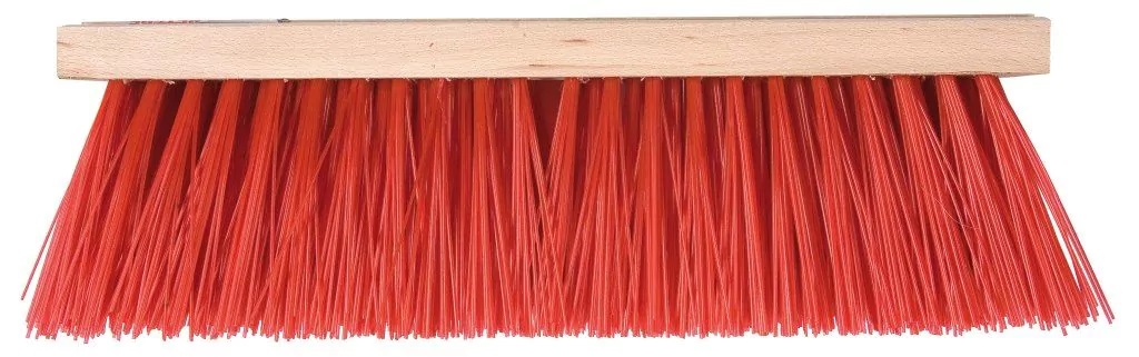 Bezem rood met kunststof haren 35cm rood