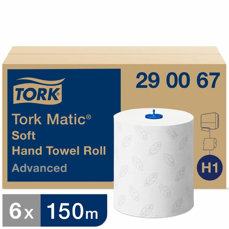 Tork 290067 Matic® Zachte Handdoekrol Advanced, 2-laags, wit, 150mtr/21cm, 612vel/rol, 6st/doos
