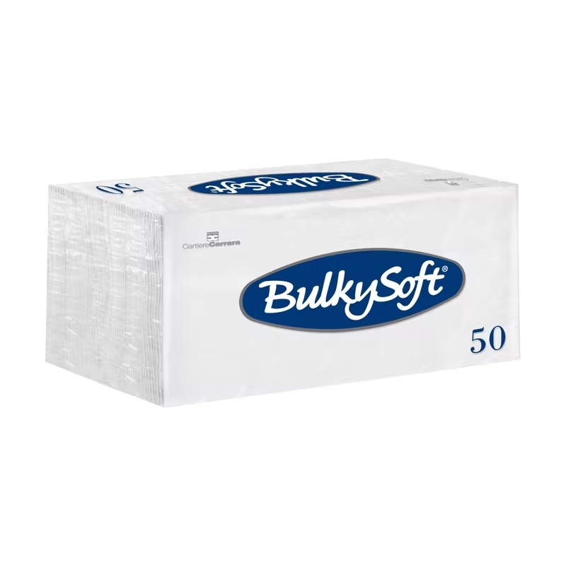 Bulkysoft servet 33 x 33cm 2-lgs wit 1/8 ECOLABEL 40x50st