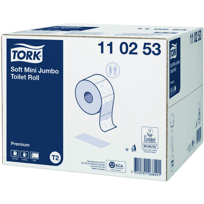 Tork Zacht Mini Jumbo Toiletpapier Premium 2-laags wit