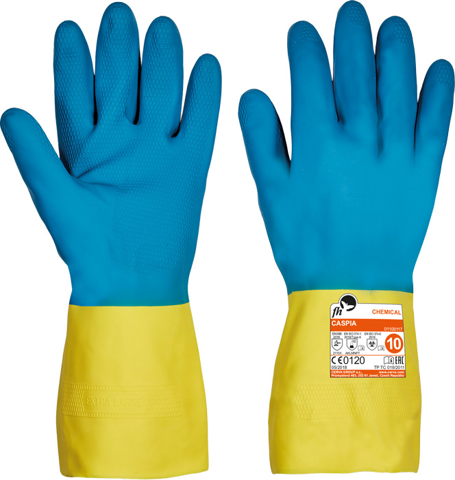 FH Caspia latex schoonmaak handschoen geel/blauw
