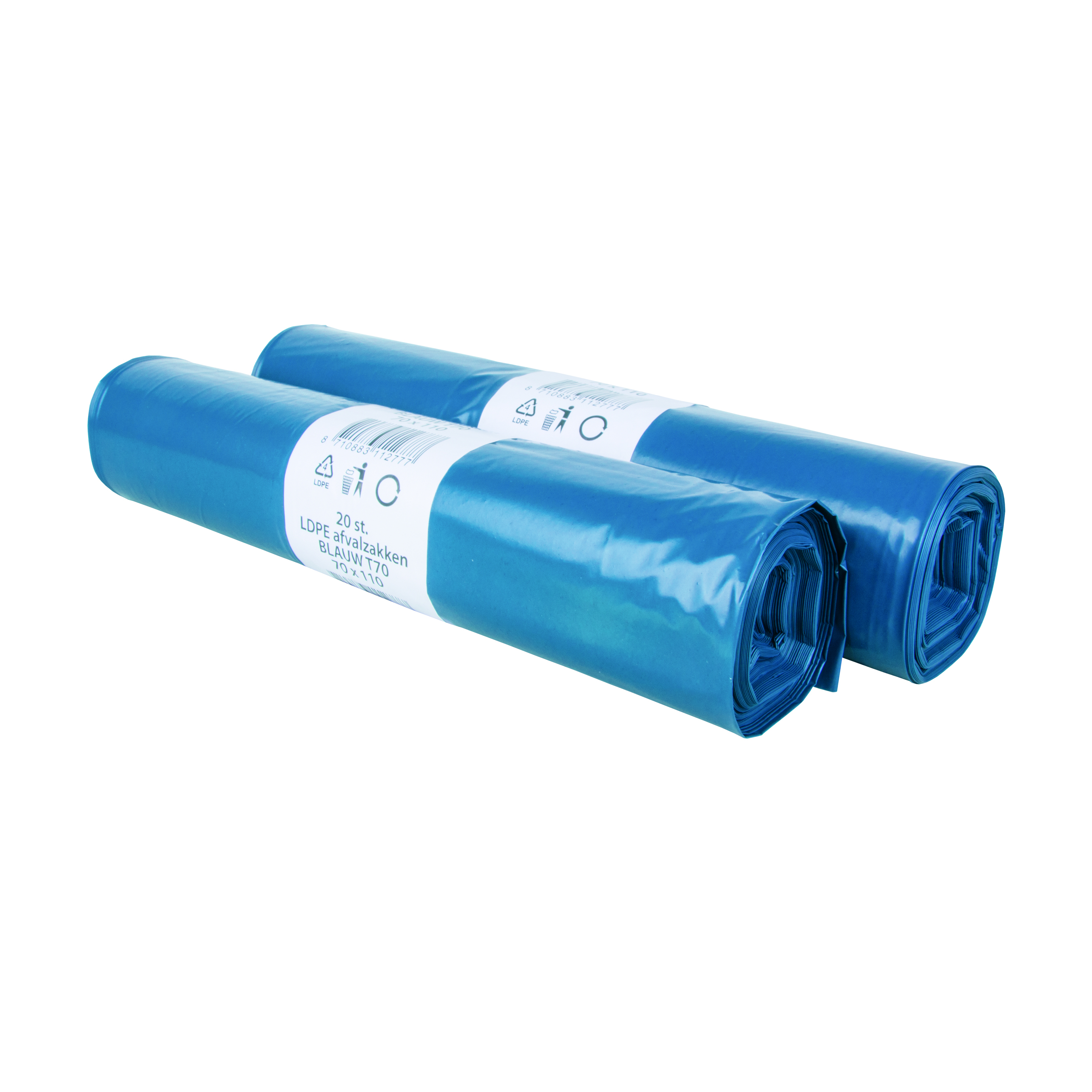 Afvalzak LDPE 70x110 cm T70 Blauw doos 200 Zakken (10x20 stuks)