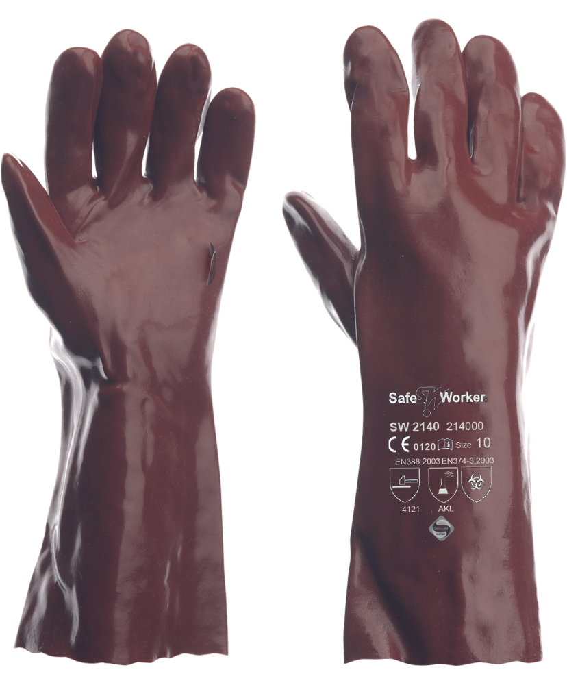 Safe-Worker 2140 vloeistofdichte pvc handschoen 40cm